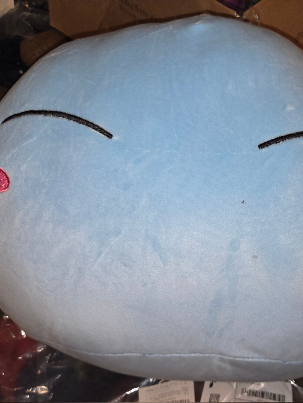 That Time Big Stuffy Plush Blue Smiley Pillow